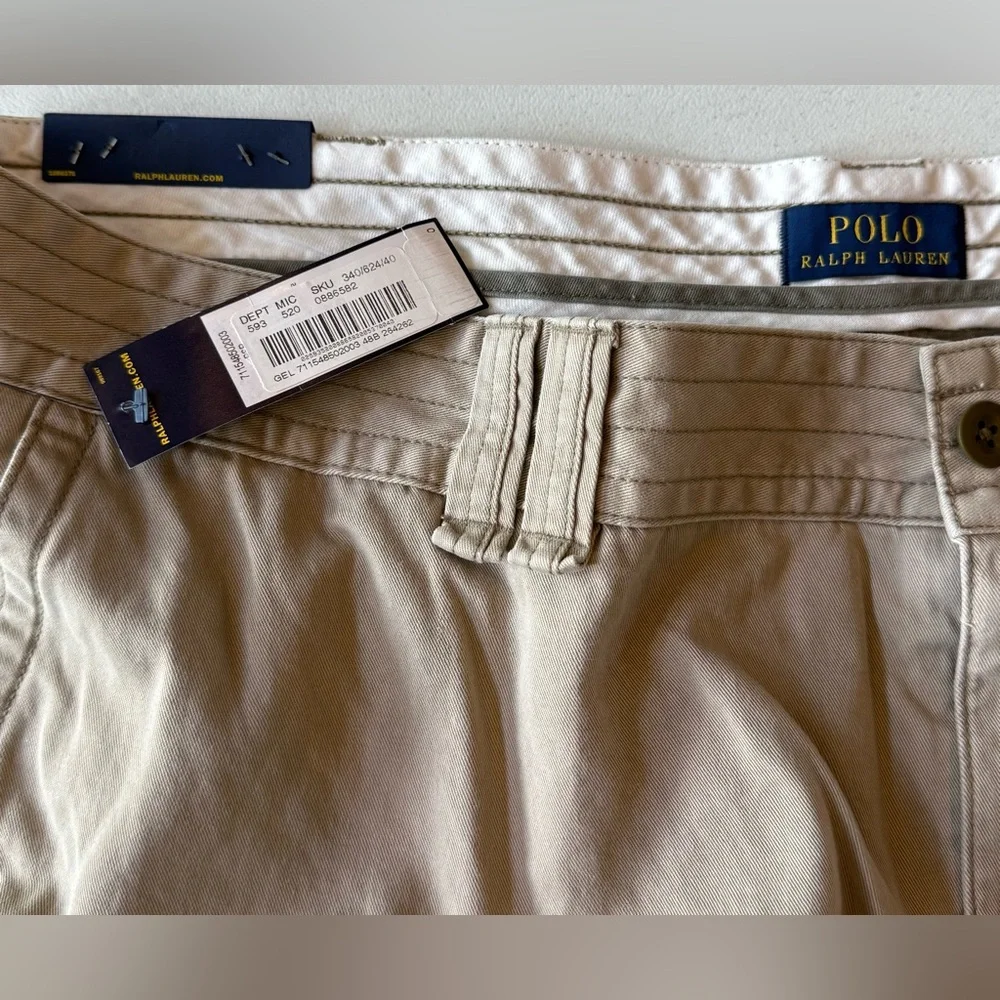NWT Polo Ralph Lauren Men’s 48B Classic Polo Chino Khaki Cargo Shorts Big & Tall